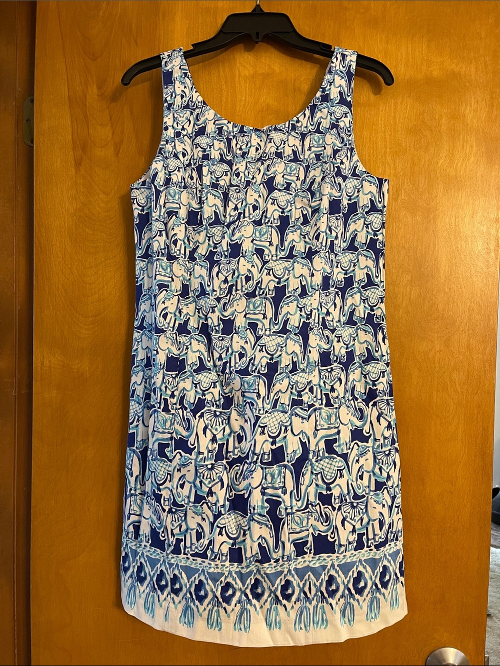 Lilly Pulitzer Navy and White Elephant Print Sleeveless Dress Size 4 NWT